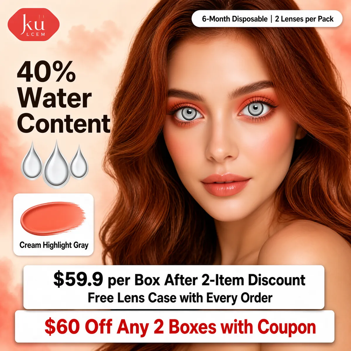 Cream Highlight Gray Contact Lenses