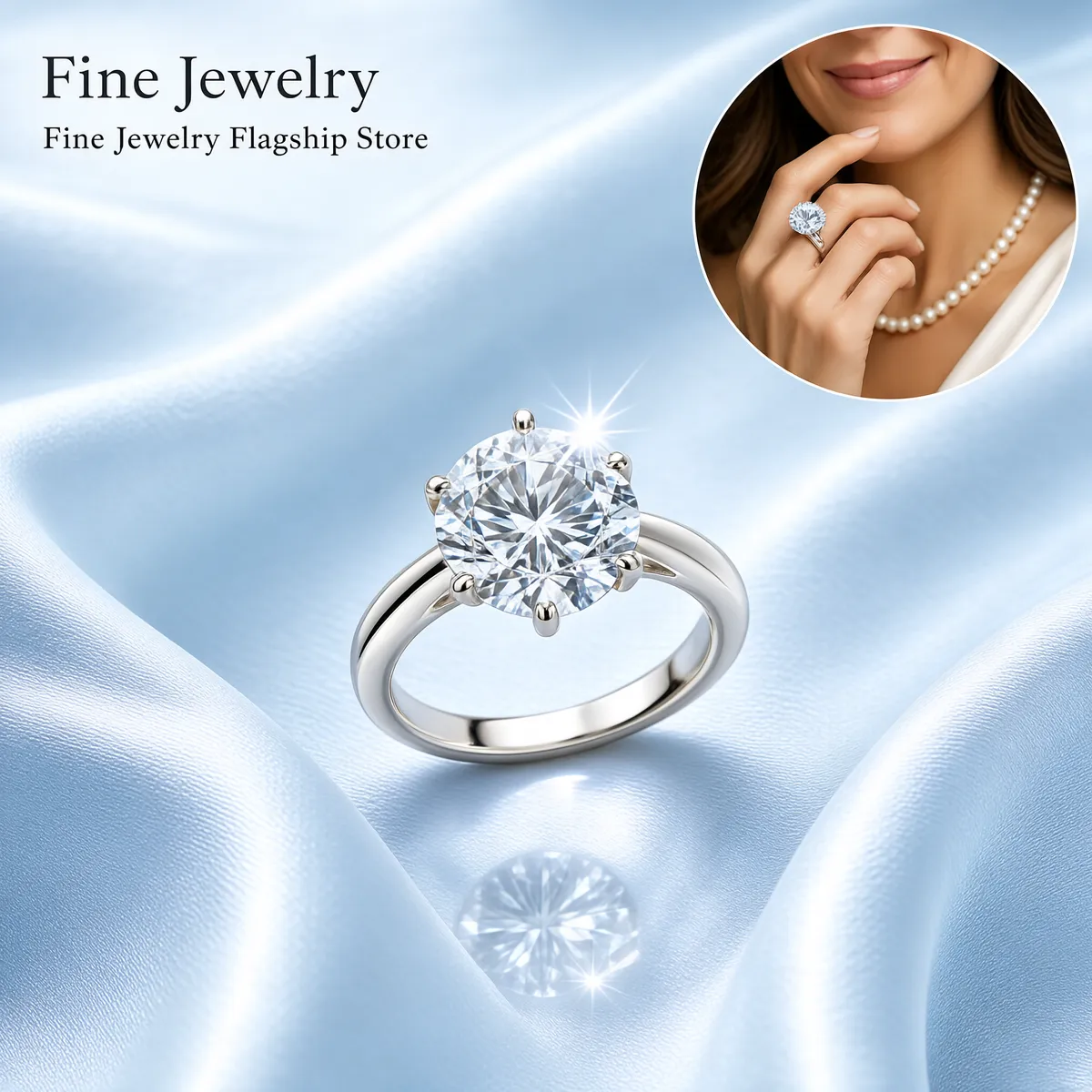Luxurious Solitaire Diamond Ring on Silk