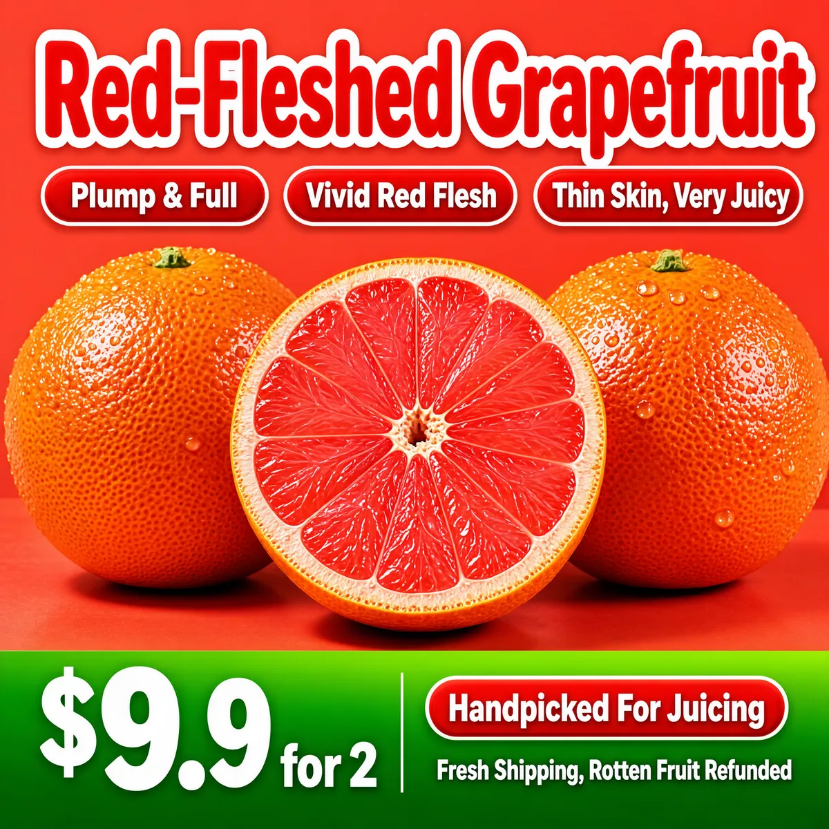Juicy Fresh Red Grapefruit Display