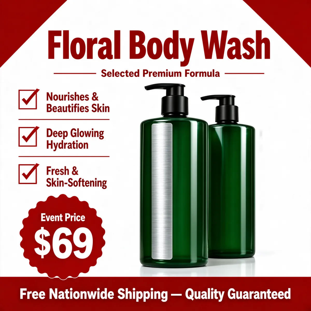 Floral Body Wash Product Ad