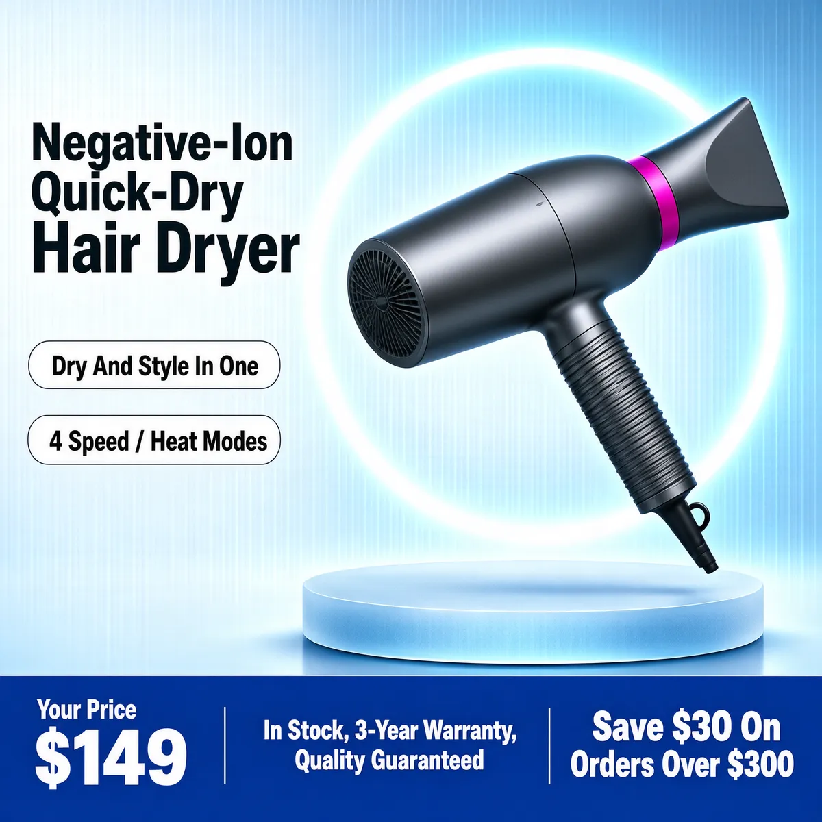 Negative-Ion Quick-Dry Hair Dryer