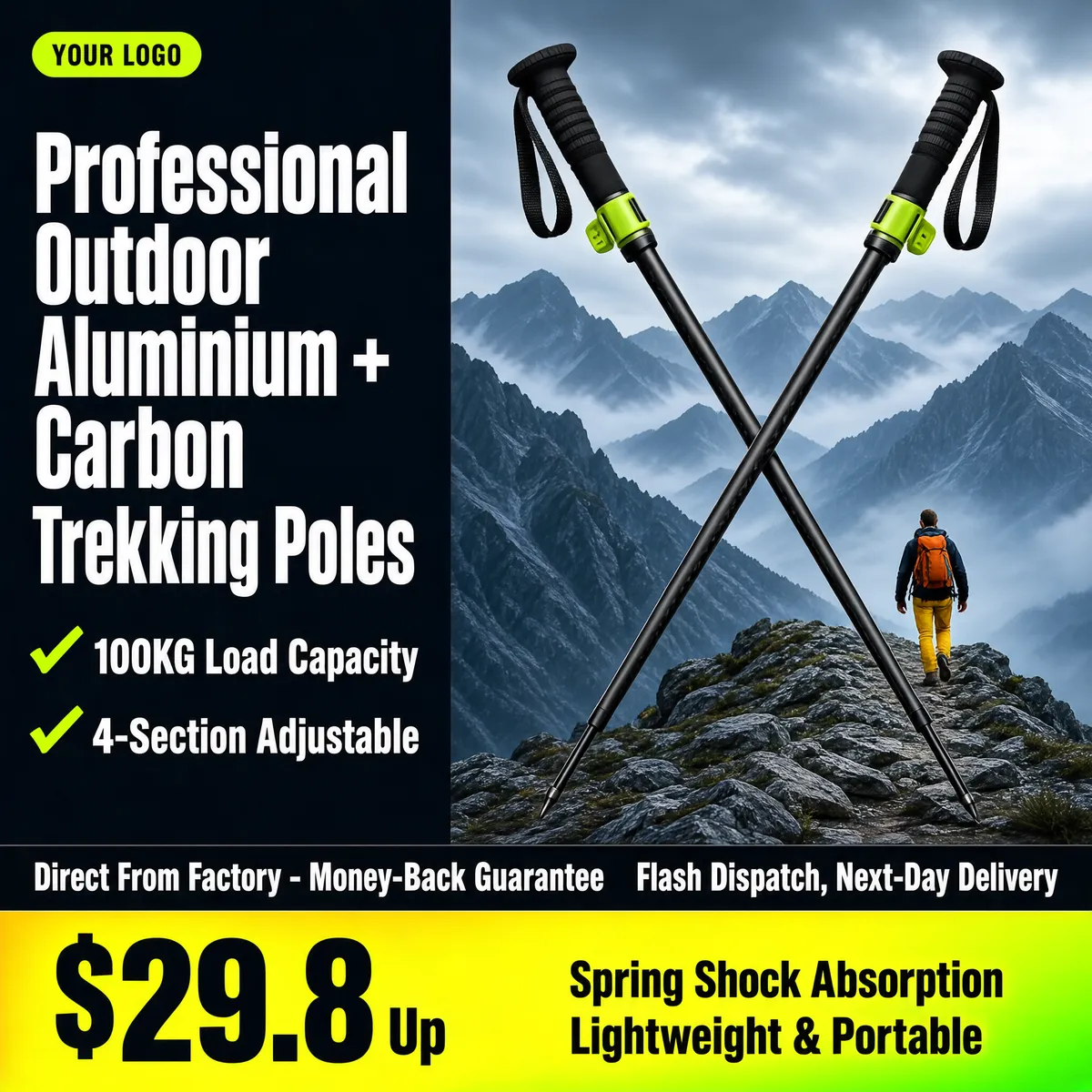 Professional Aluminium Carbon Trekking Poles