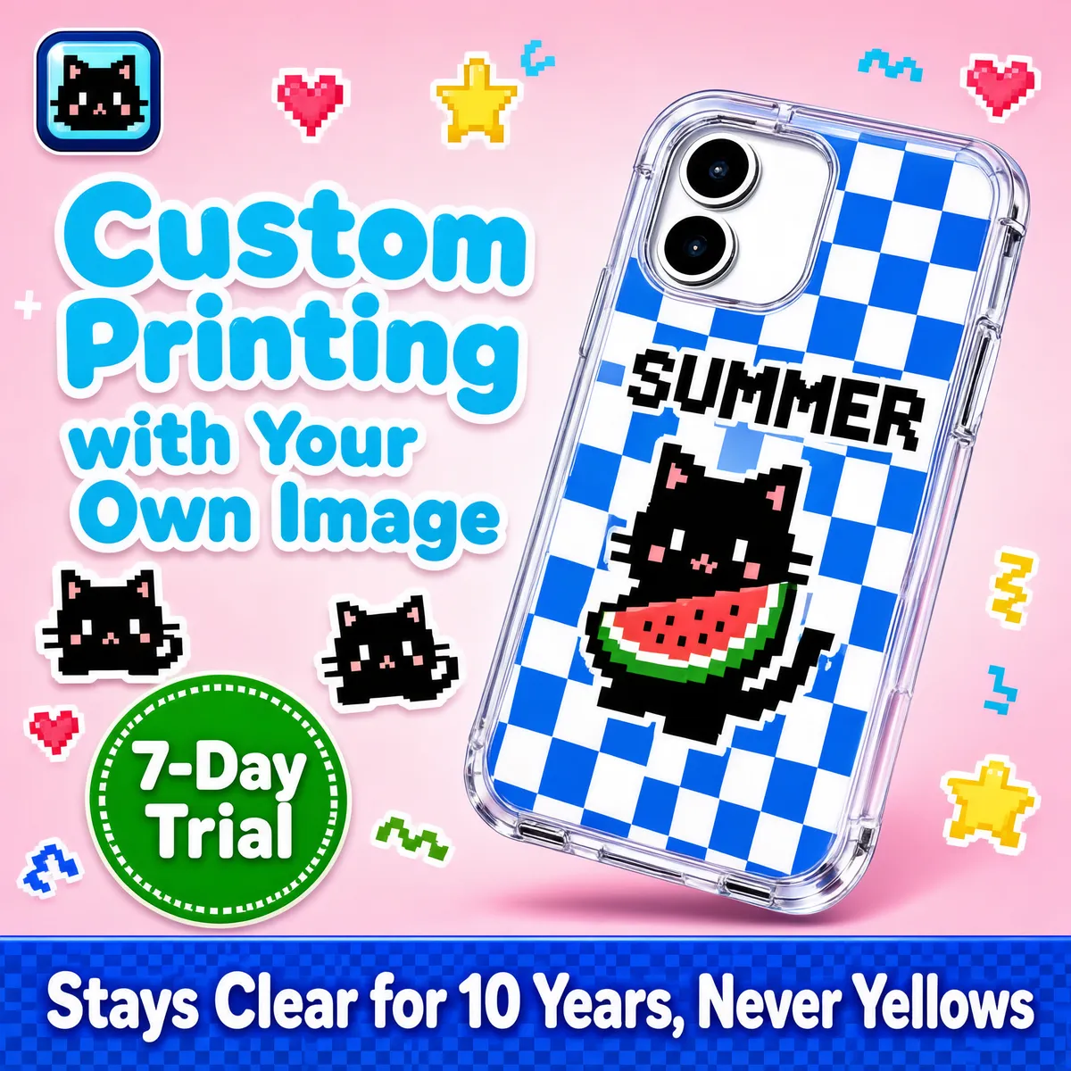 Custom Pixel Cat Phone Case Promo