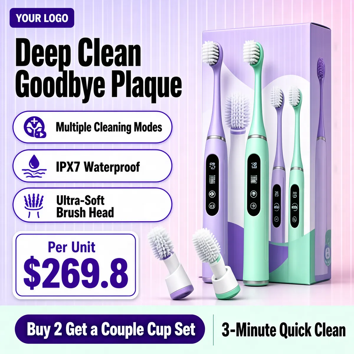 Lavender & Mint Electric Toothbrush Bundle