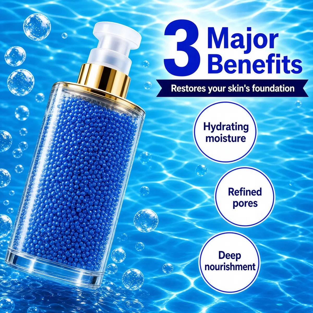 Hydrating Skincare Bottle with Blue Beads