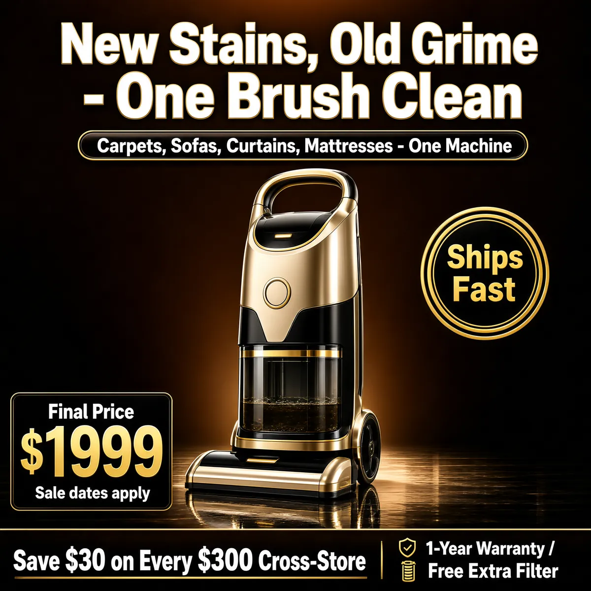 Premium Carpet Cleaner - Luxury Gold & Black Finish