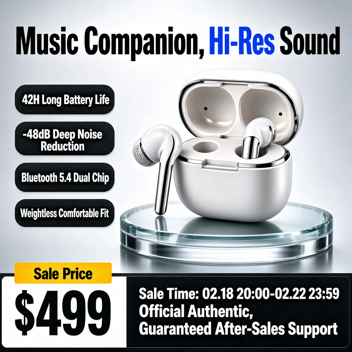 Premium Wireless Earbuds Hi-Res Sound Sale