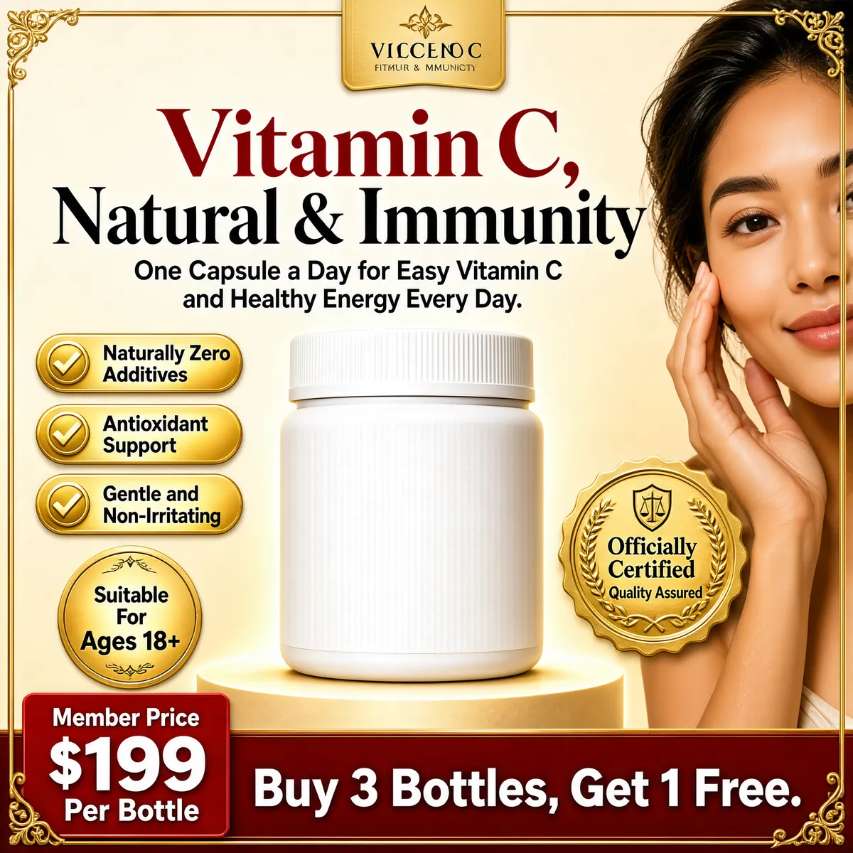 Golden Vitamin C Wellness Product Display