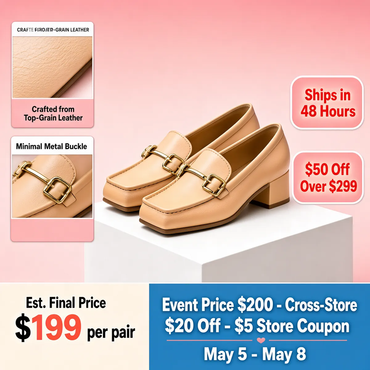 Apricot Leather Loafers Mother's Day Showcase