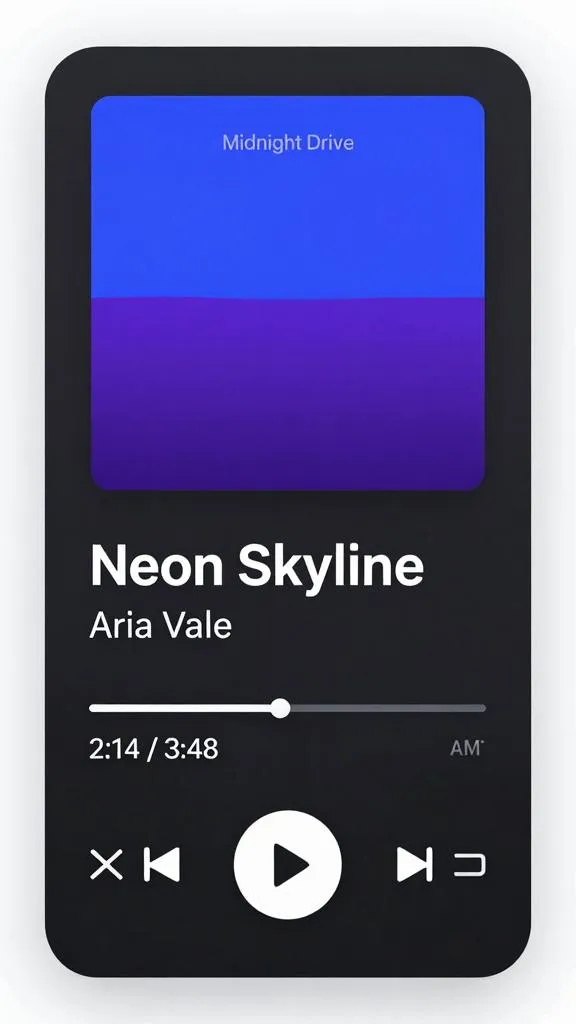 Midnight Drive Music Player UI
