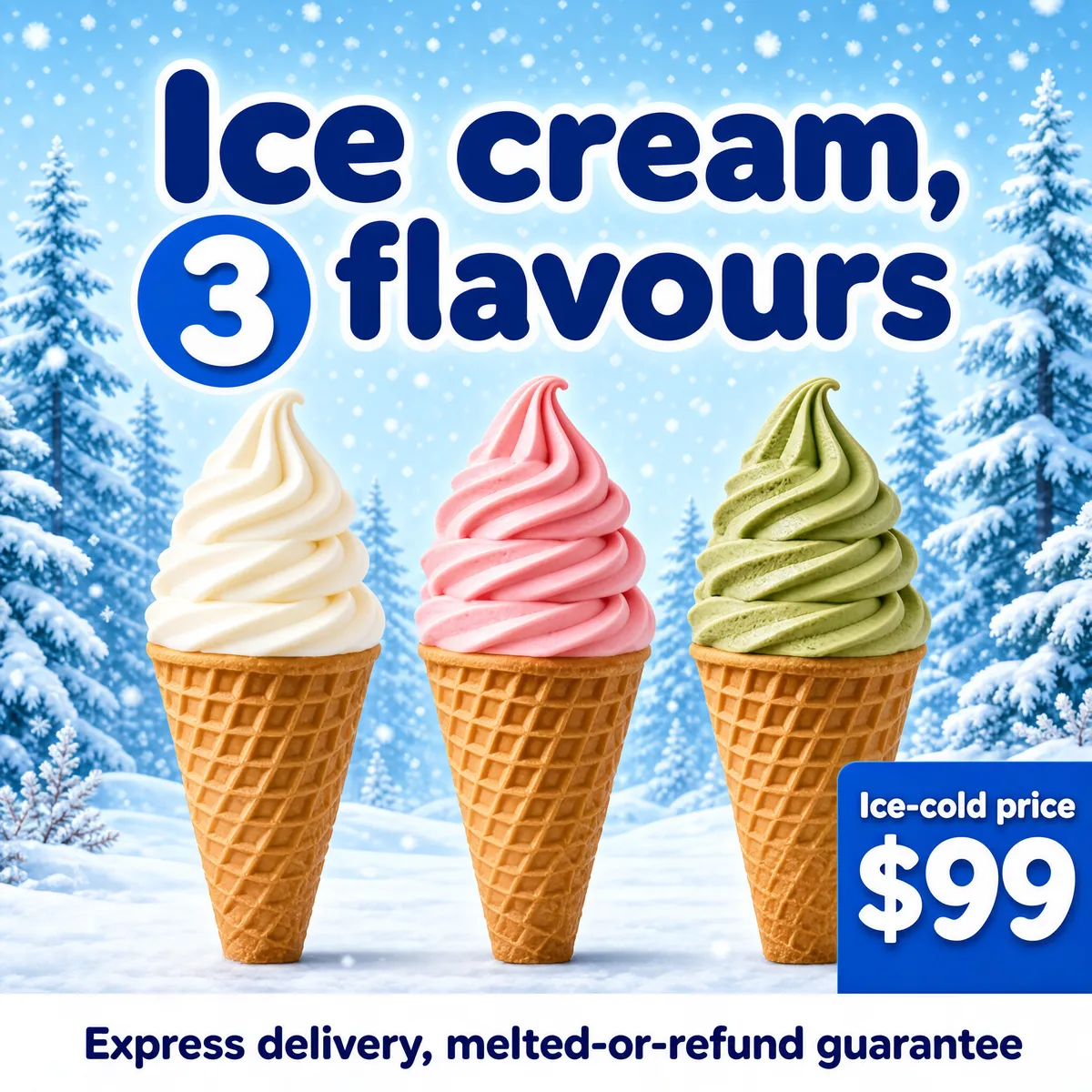 Ice Cream Three Flavors Winter Sale