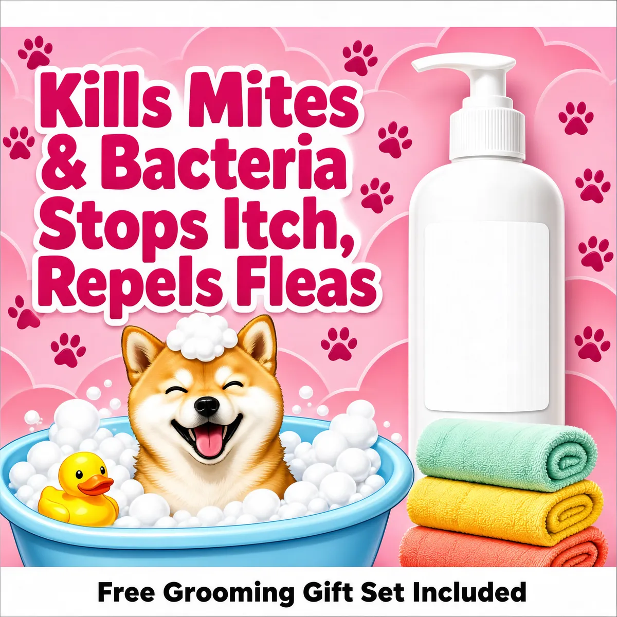 Happy Shiba Inu Bath Time Pet Care Ad