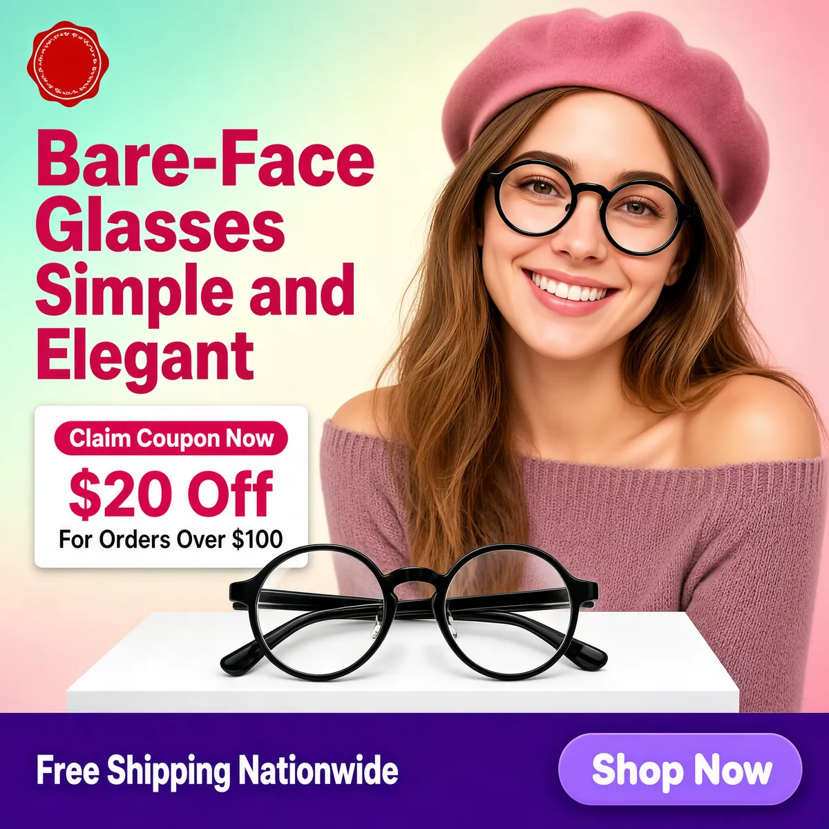 Bare-Face Glasses Sale Poster