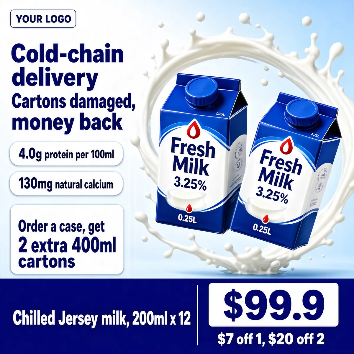 Fresh Chilled Milk Product Display