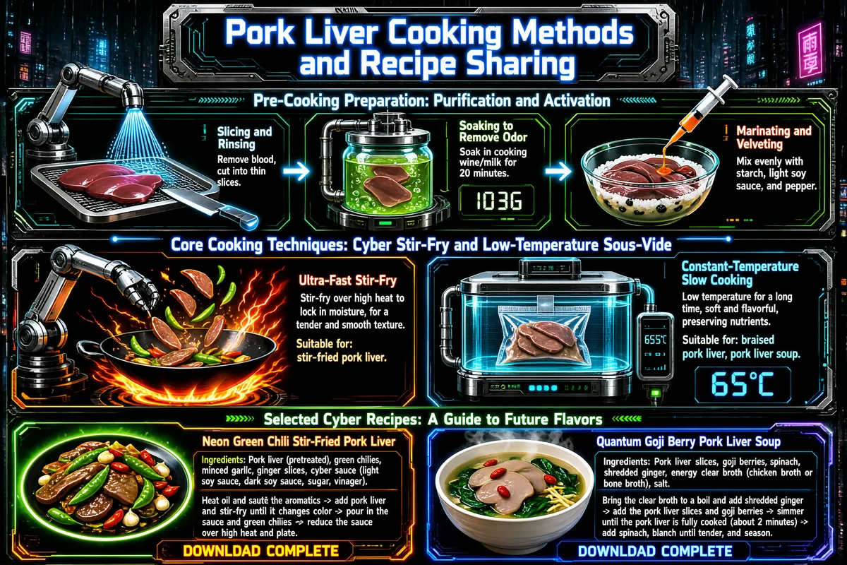 Cyberpunk Pork Liver Cooking Infographic