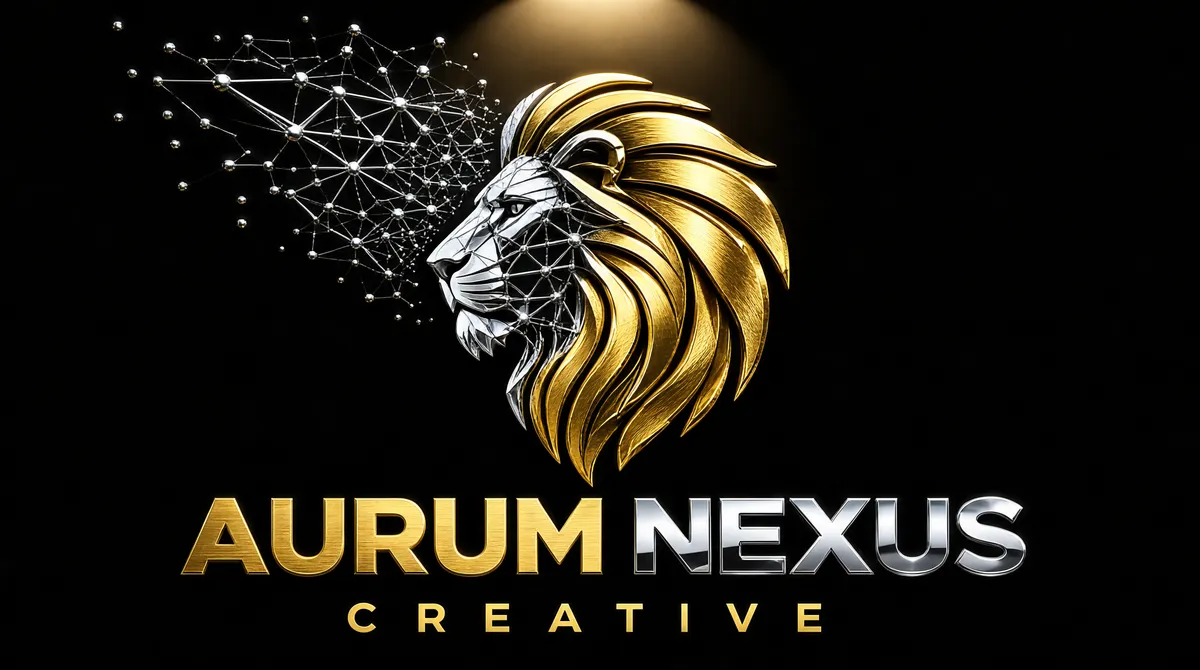 Gold and Silver Lion Logo Spotlight