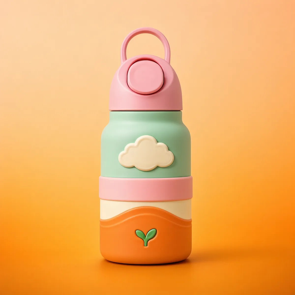 Pastel Color-Block Water Bottle on Warm Gradient