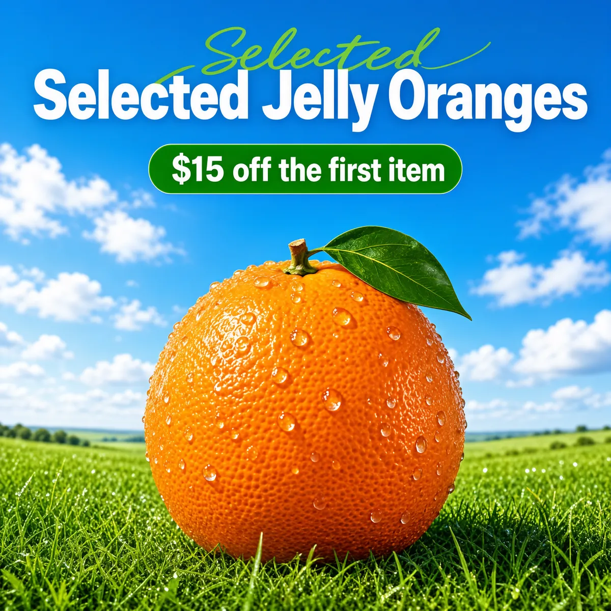 Fresh Jelly Oranges on Summer Meadow