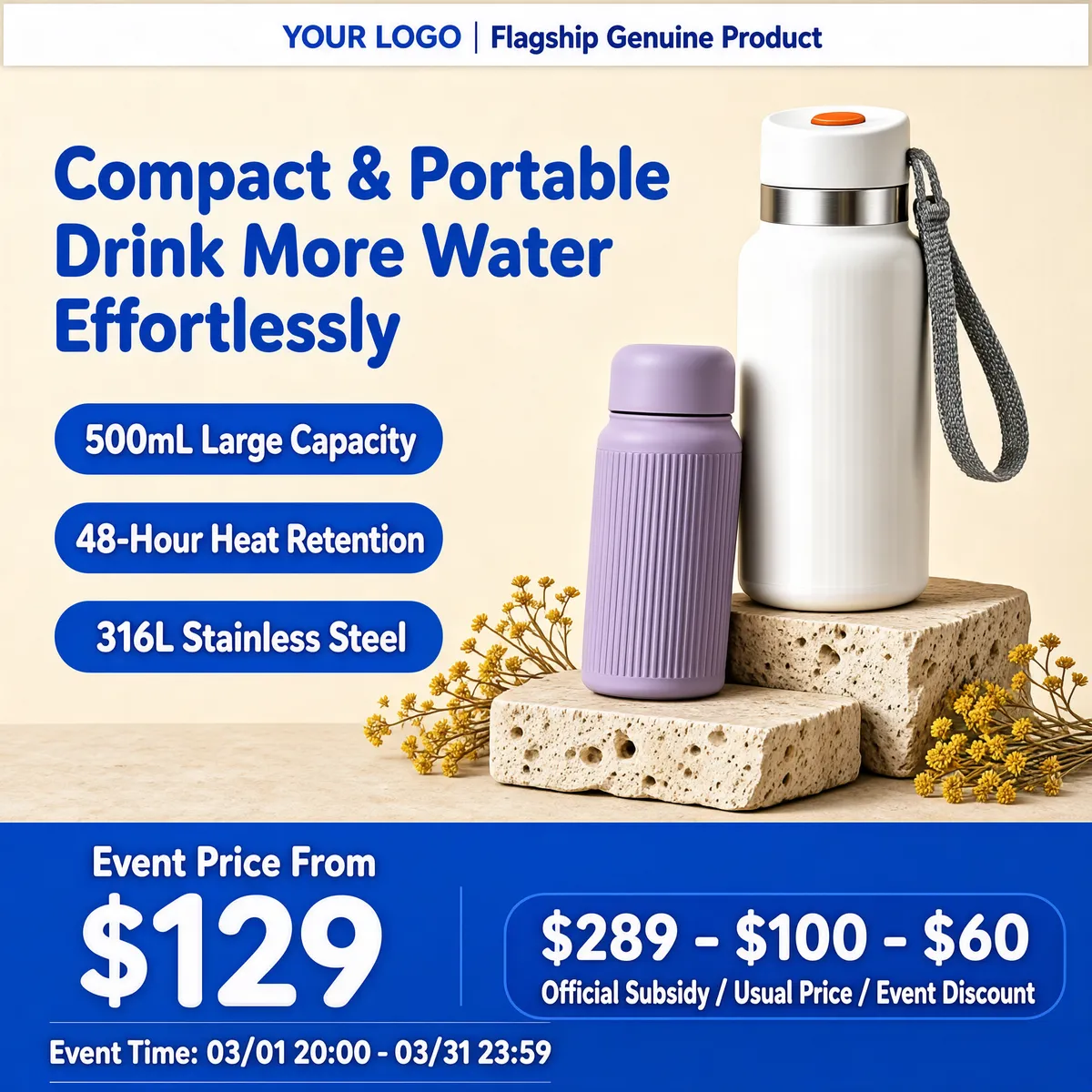 Compact Insulated Flask & Thermos Duo