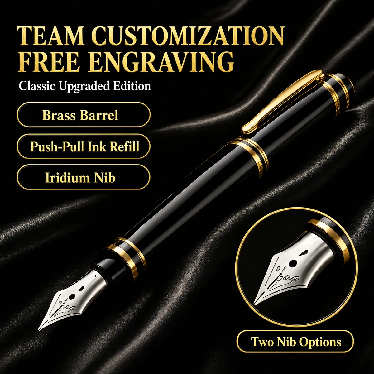 Luxury Fountain Pen with Gold Trim
