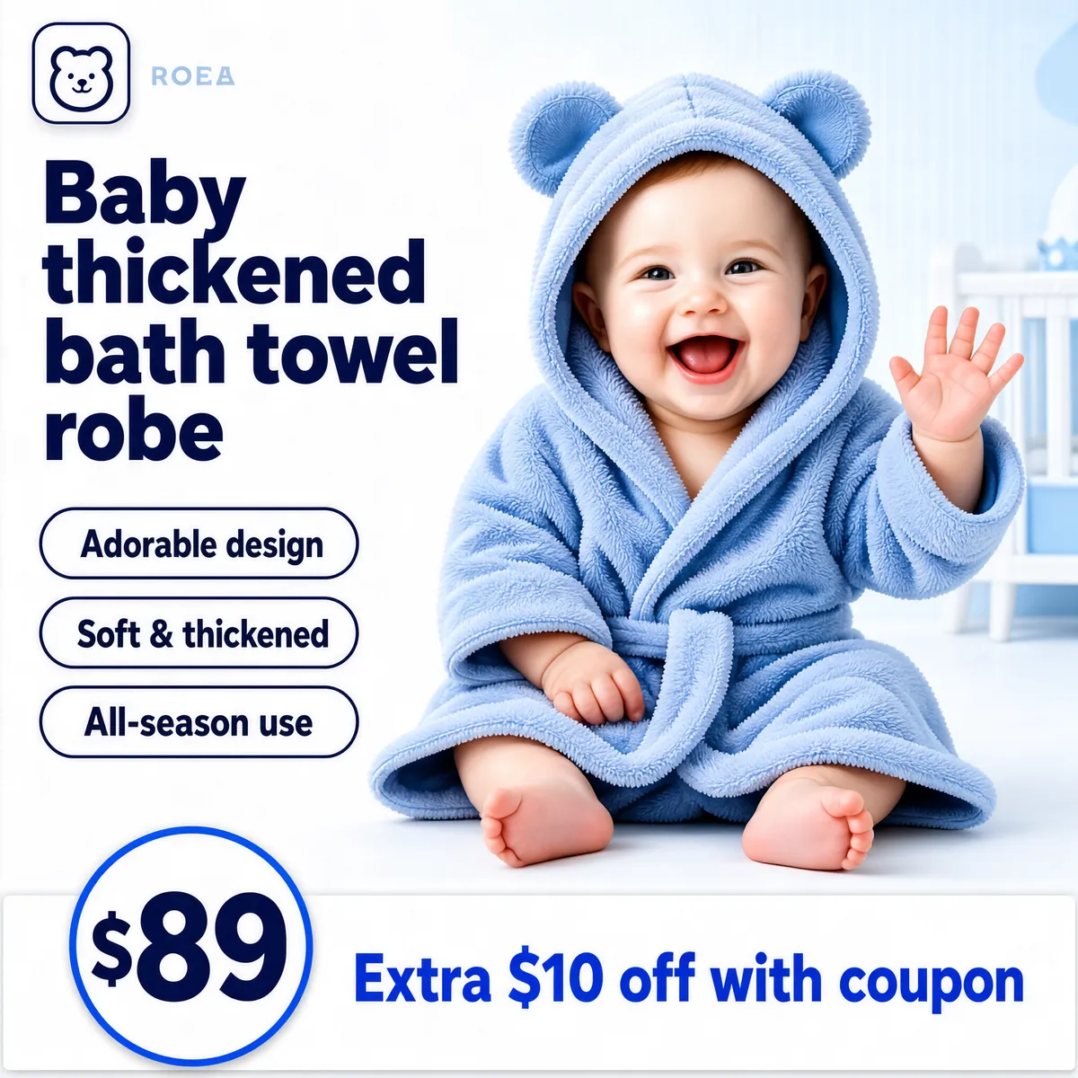 Adorable Baby Bath Towel Robe