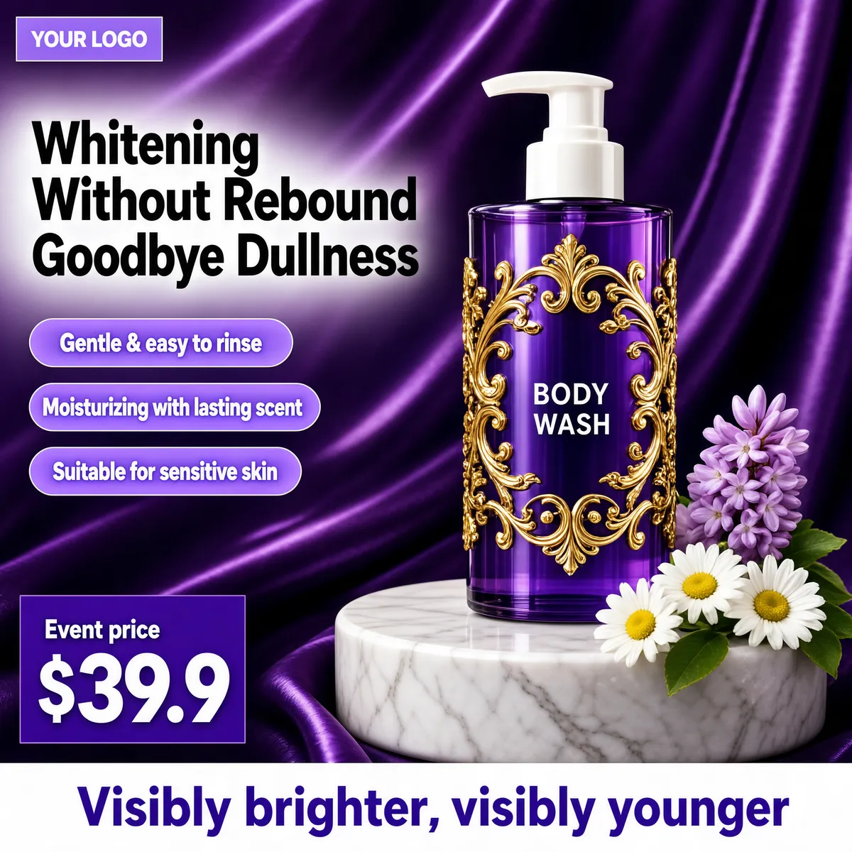 Whitening Body Wash with Gold Filigree