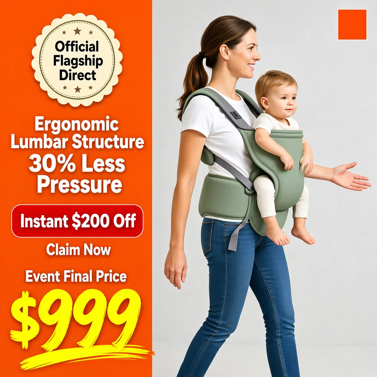 Ergonomic Baby Carrier with Lumbar Support