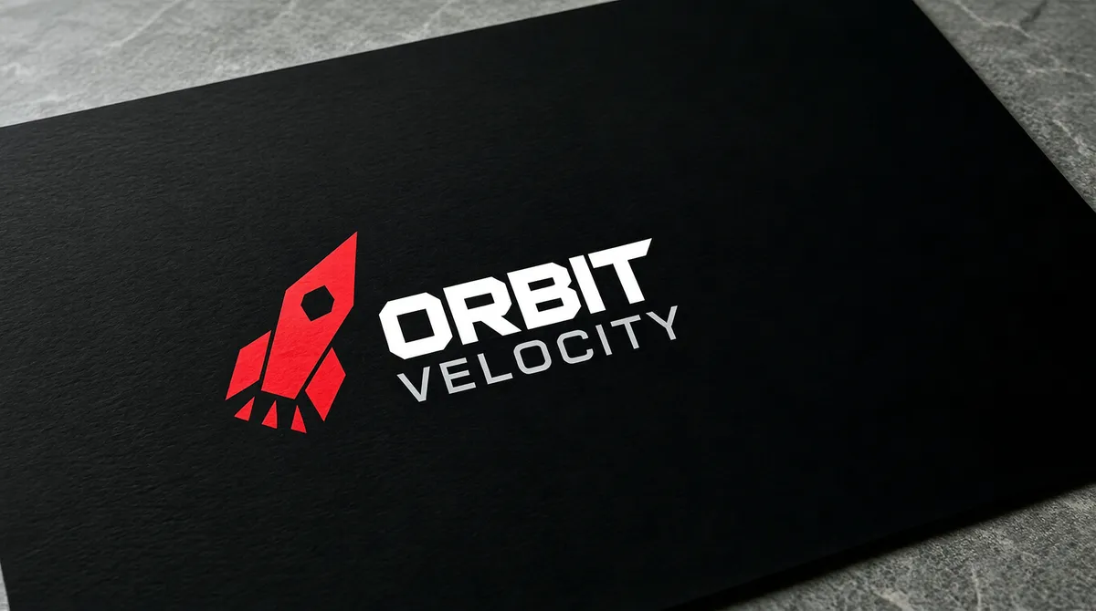 Crimson Rocket Label Logo on Dark Cardstock