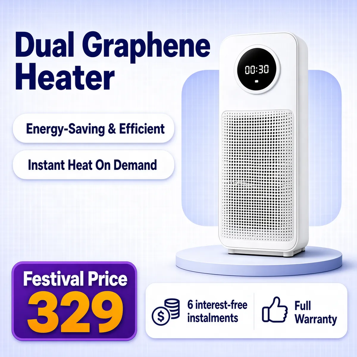 Dual Graphene Tower Heater — Festival Price