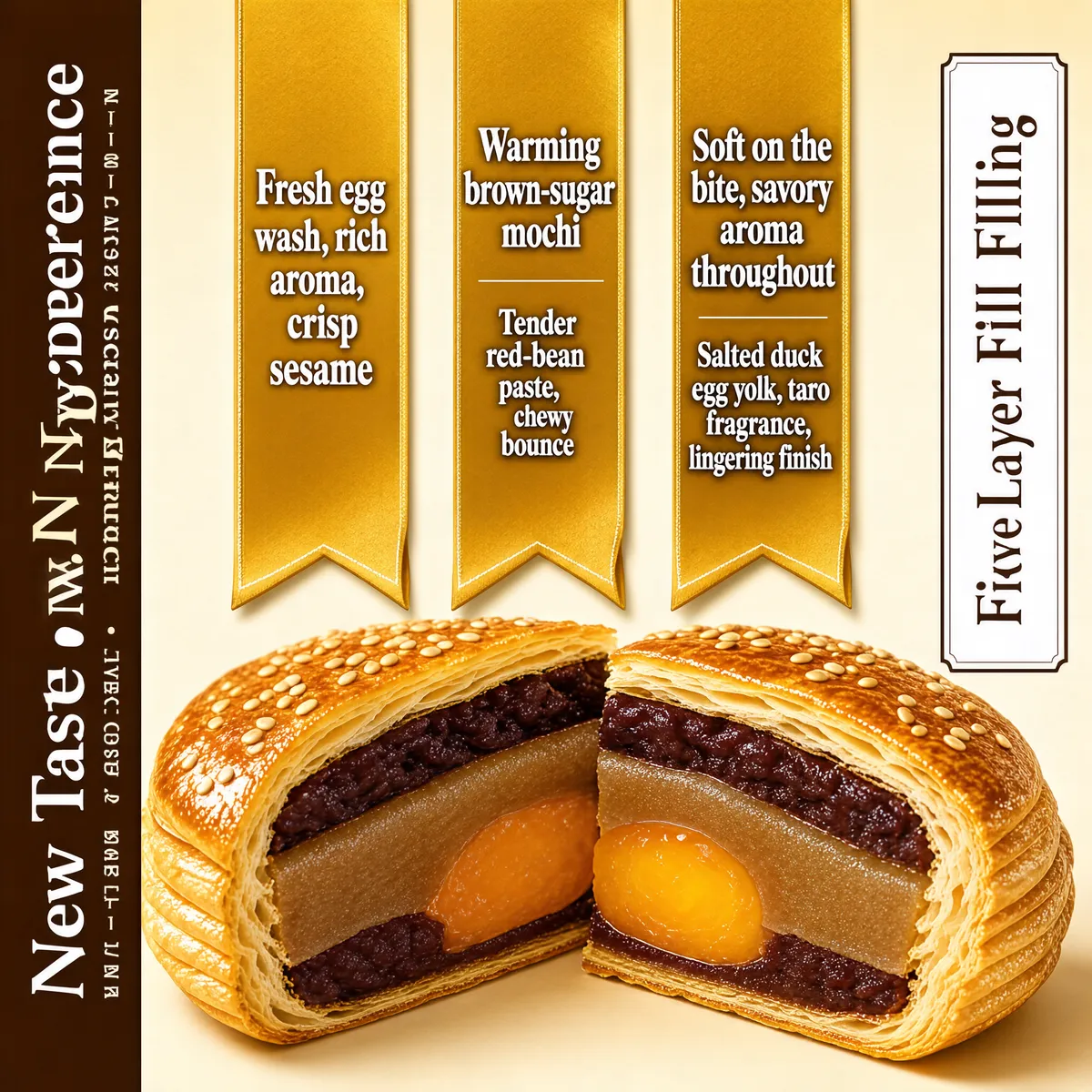 Five-Layer Pastry with Golden Ribbons