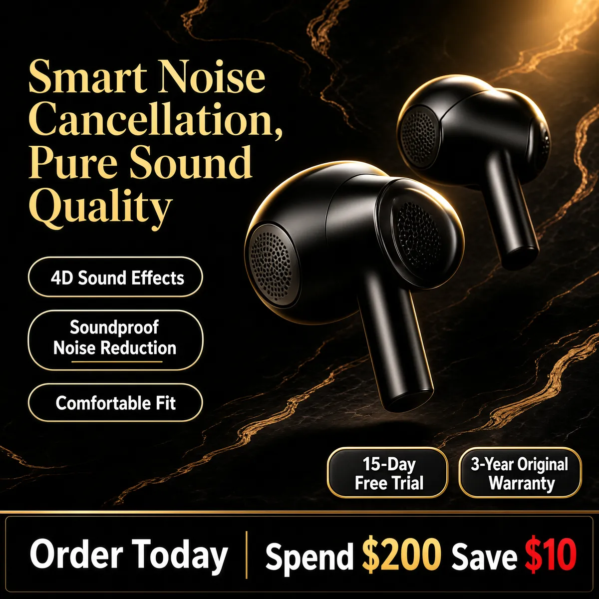 Premium Wireless Earbuds with Smart Noise Cancellation