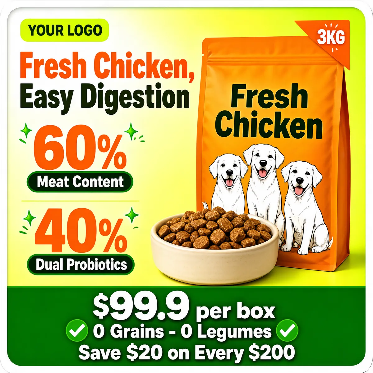 Fresh Chicken Dog Food Promo
