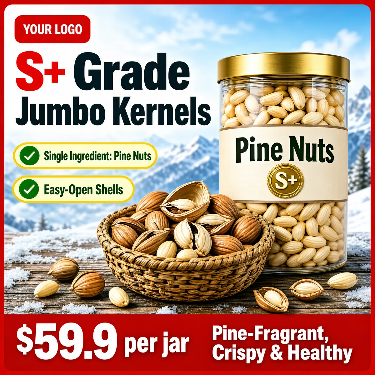 S+ Grade Jumbo Pine Kernels