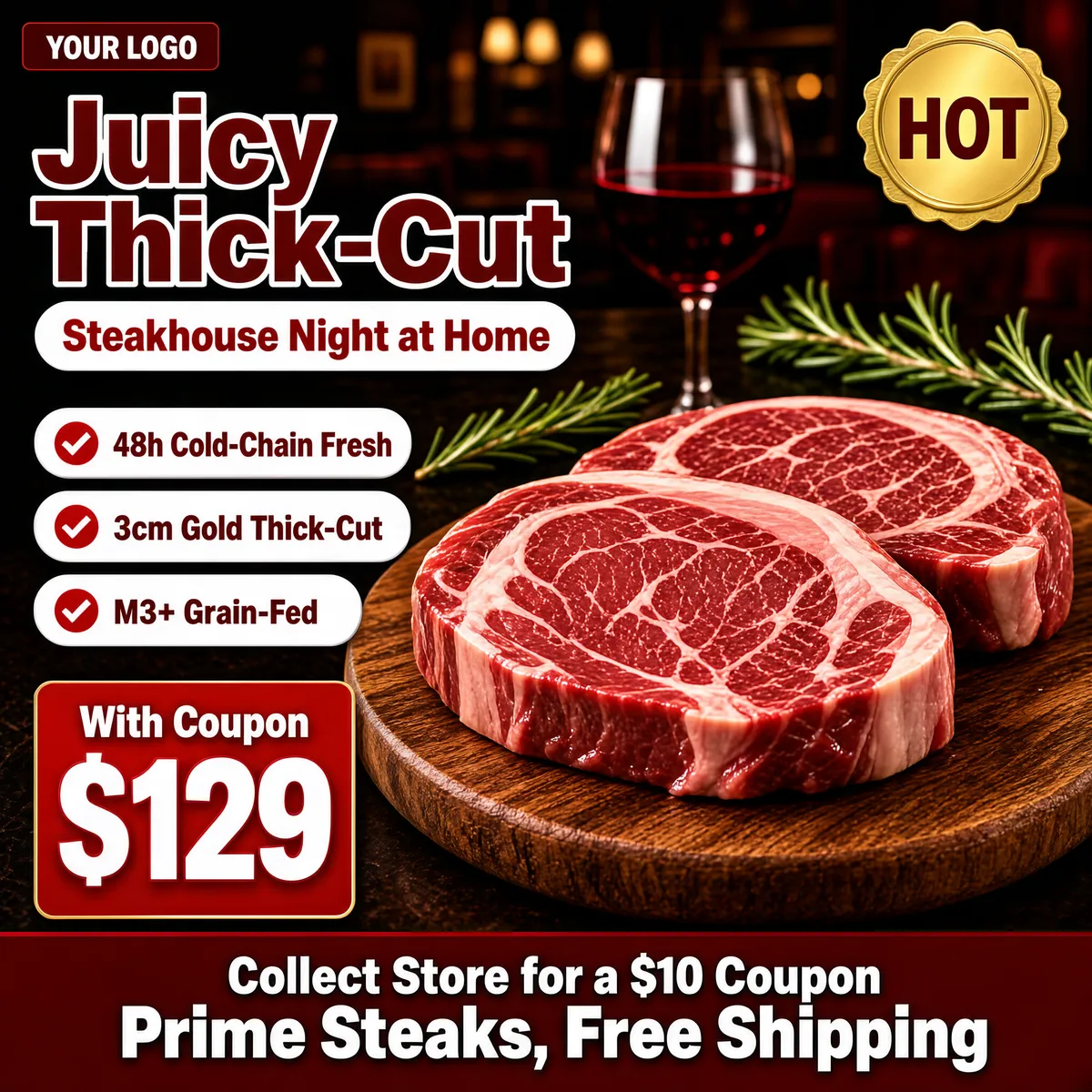 Juicy Thick-Cut Ribeye Steaks