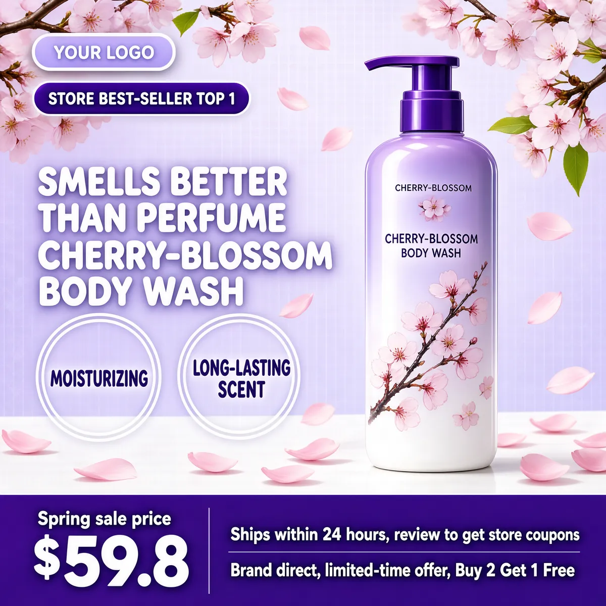 Cherry Blossom Body Wash - Moisturizing & Long-Lasting