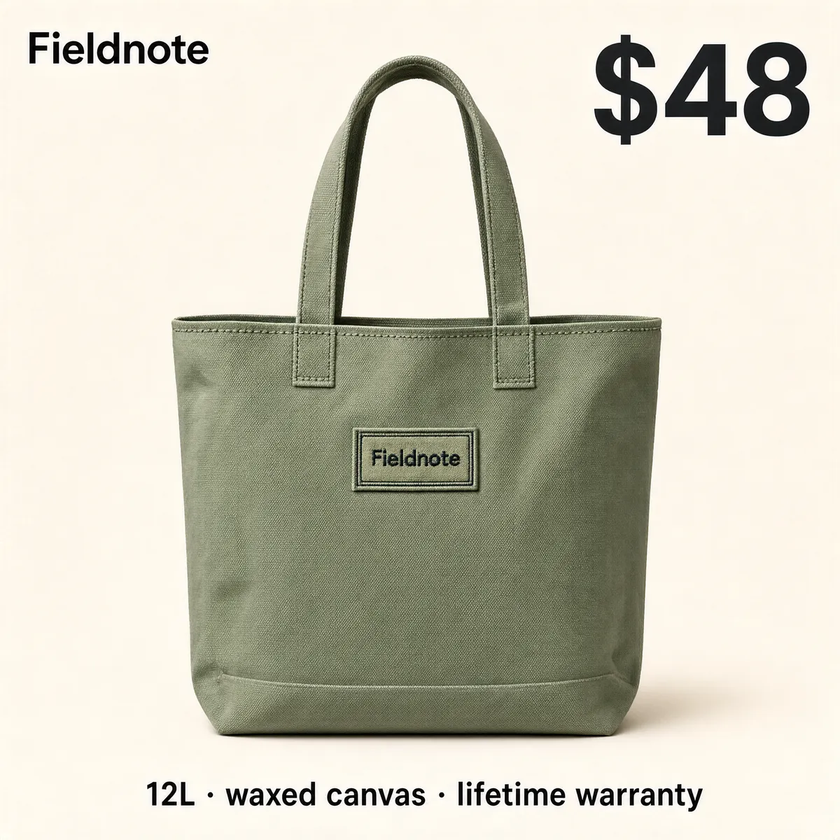 Sage Green Canvas Tote Bag Product Shot
