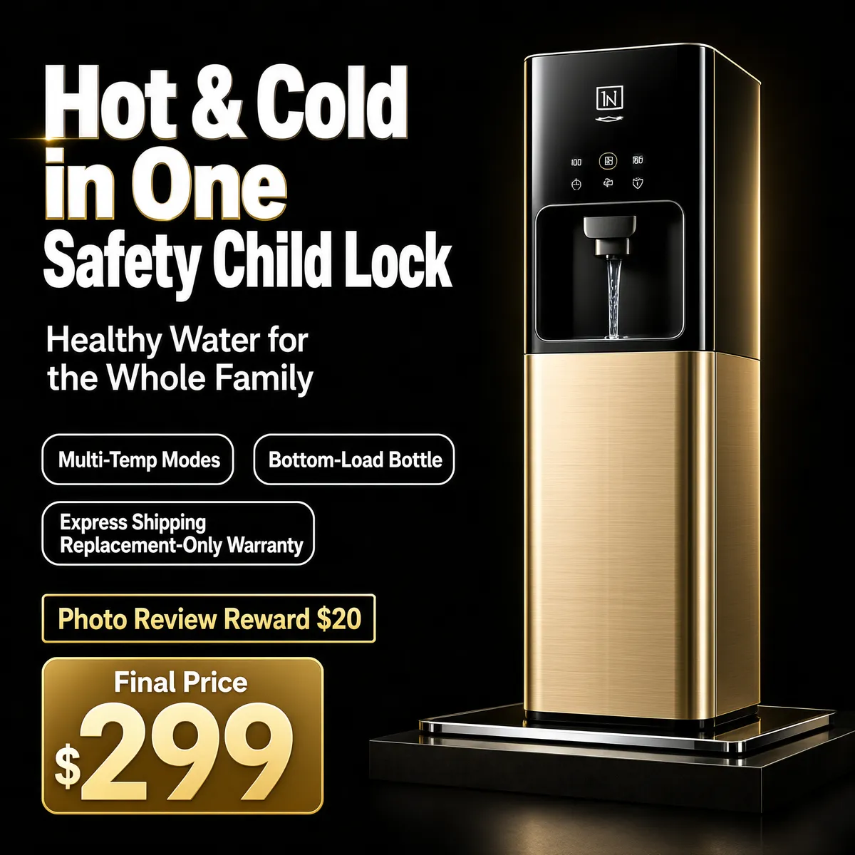 Luxury Champagne Gold Water Dispenser
