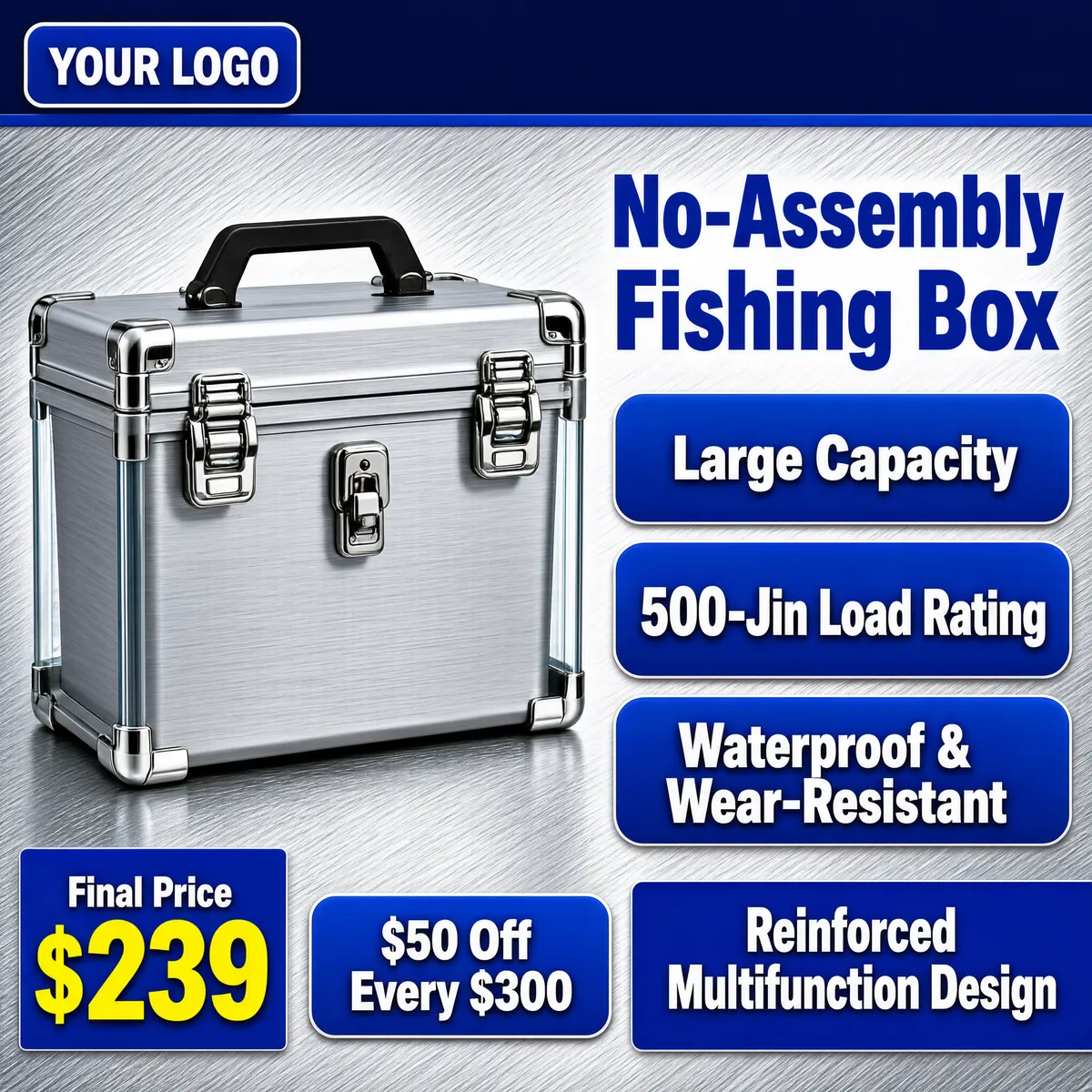 Silver Fishing Tackle Box Promo