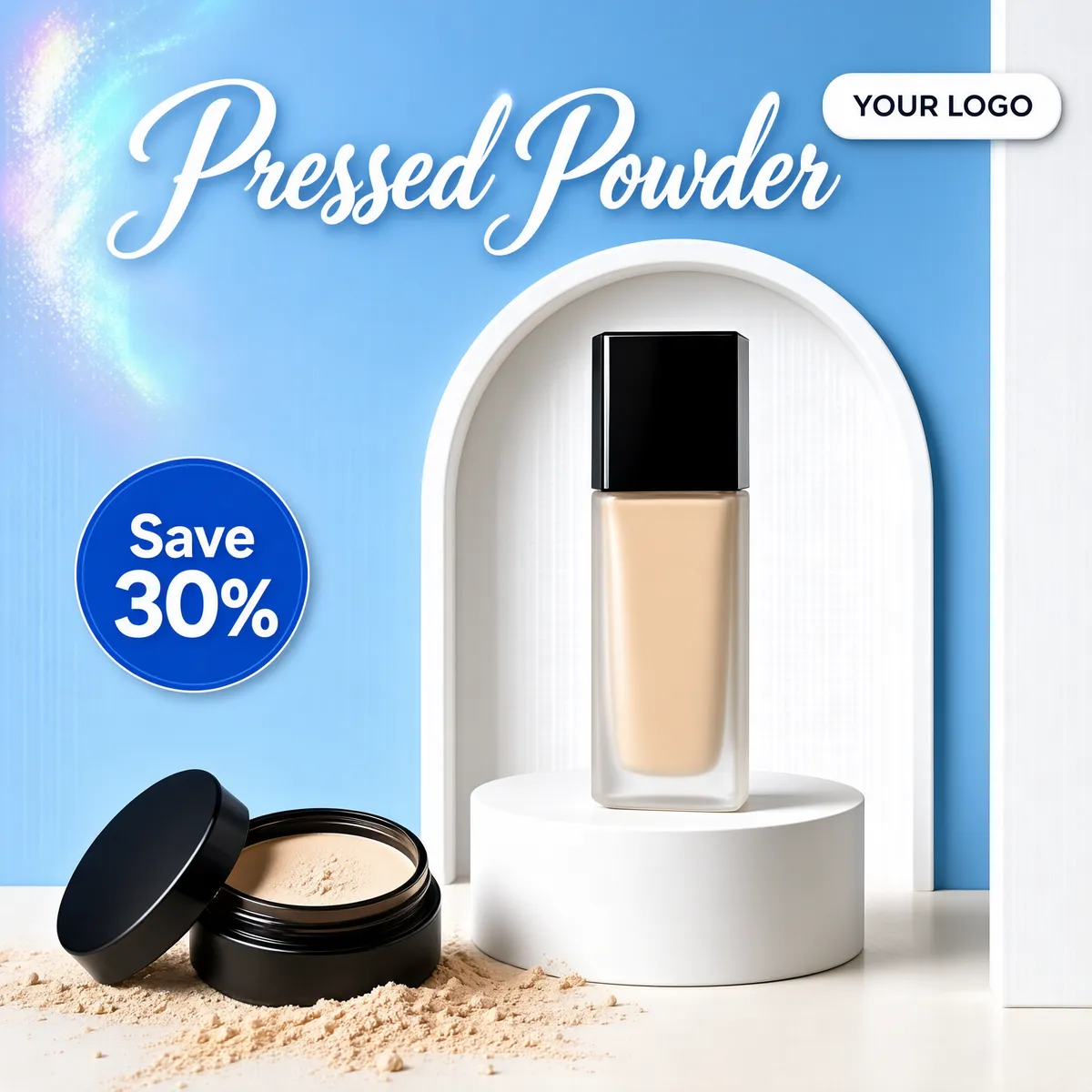 Pressed Powder Beauty Product Showcase