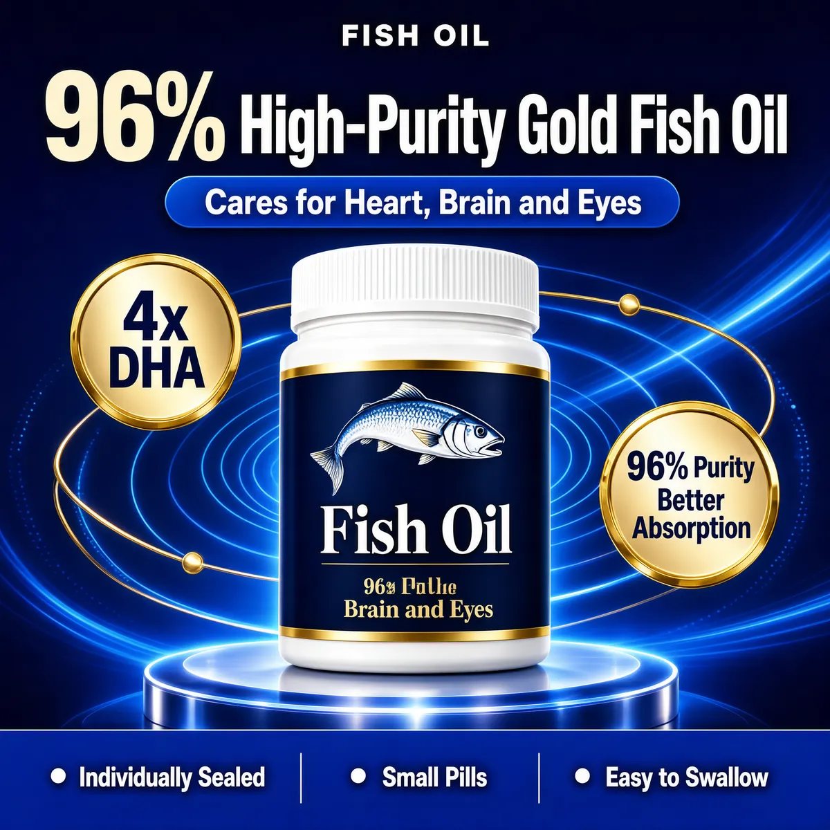96% Pure Gold Fish Oil Supplement