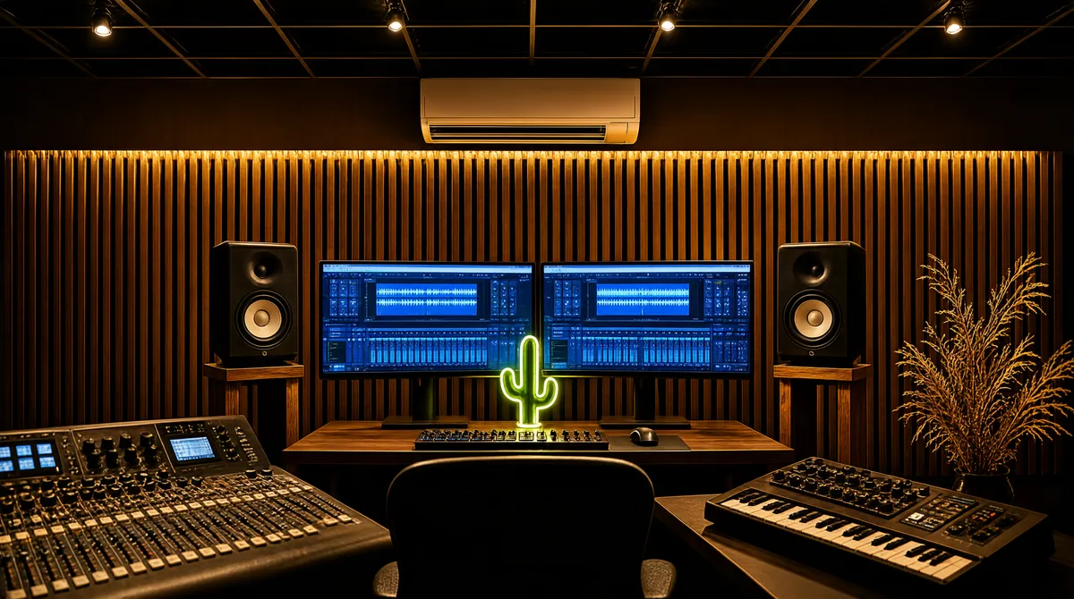 Moody Home Studio at Night