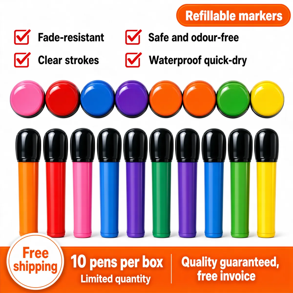 Rainbow Refillable Markers Product Display