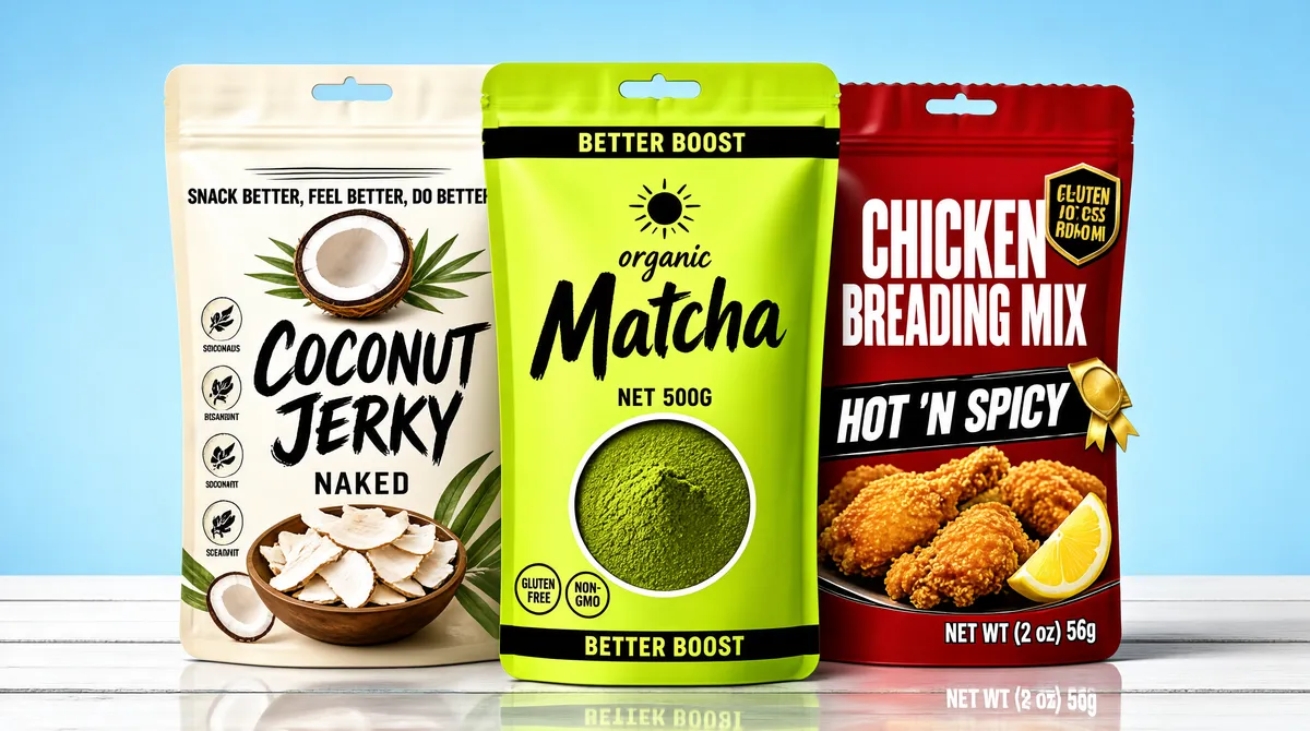 Three Artisan Snack Pouch Mockups on Studio Set
