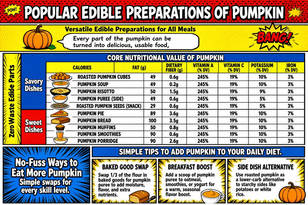 Pumpkin Dishes Infographic in Comic Book Style