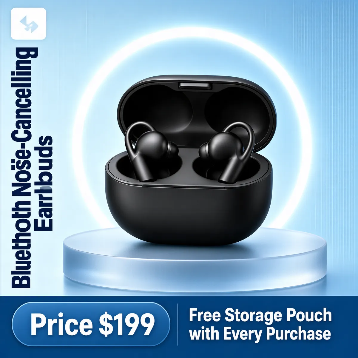 Matte Black Bluetooth Earbuds with Noise Cancellation