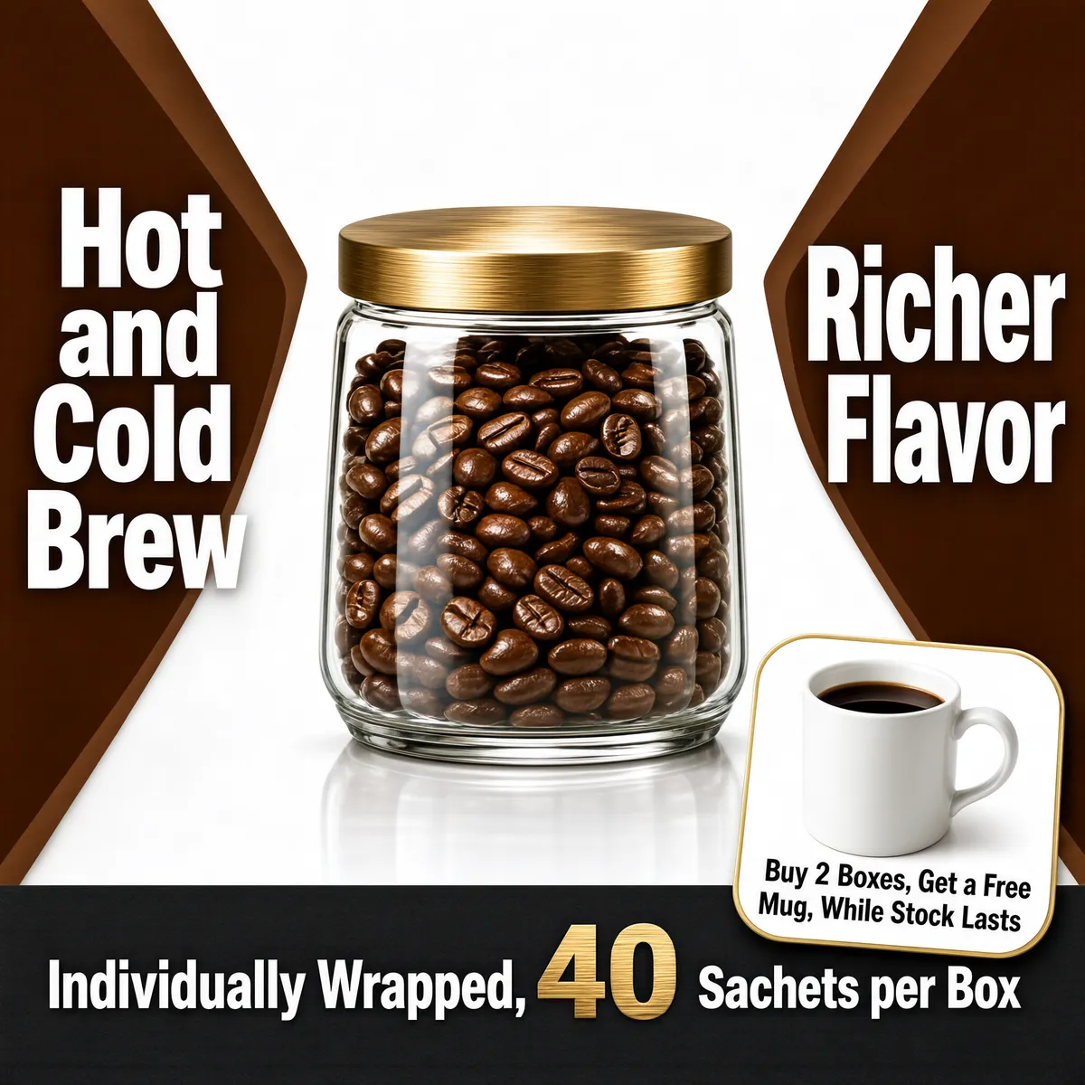Premium Roasted Coffee Beans Glass Canister