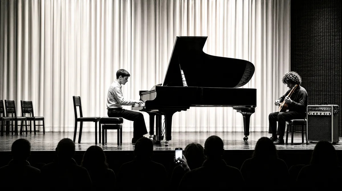 Monochrome Recital Stage at Night