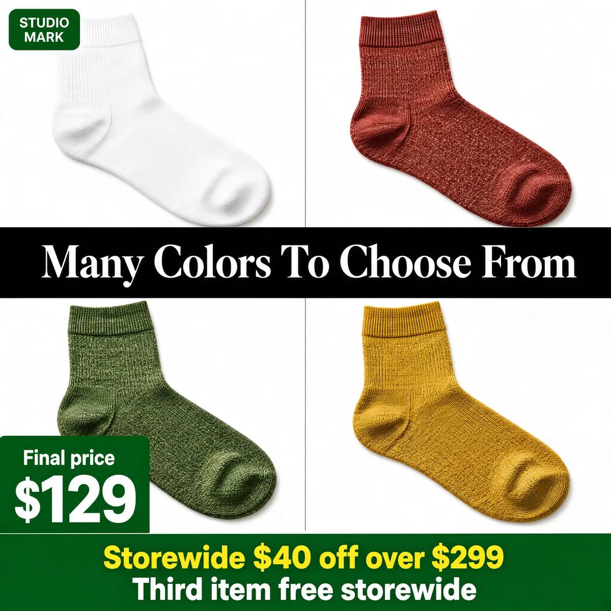 Premium Crew Socks Four-Pack Color Collection