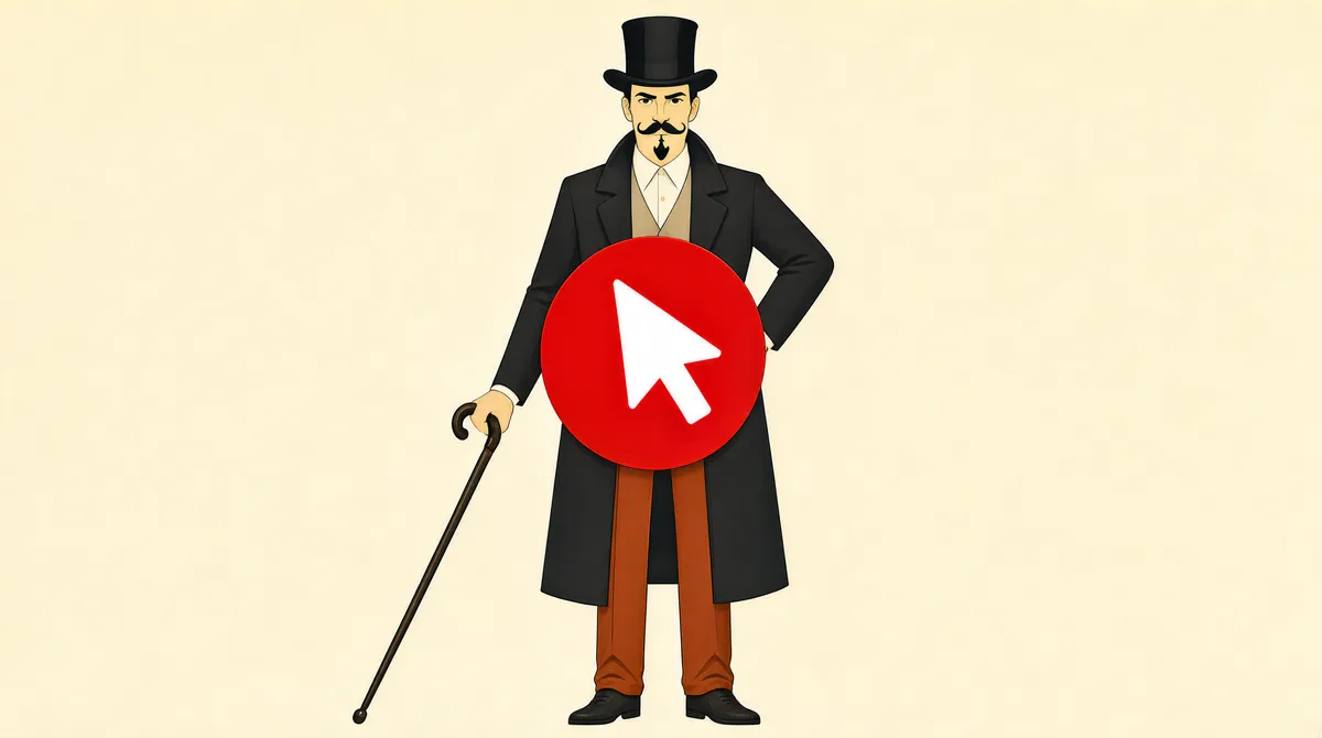 Vintage Man Holding Digital Cursor Badge