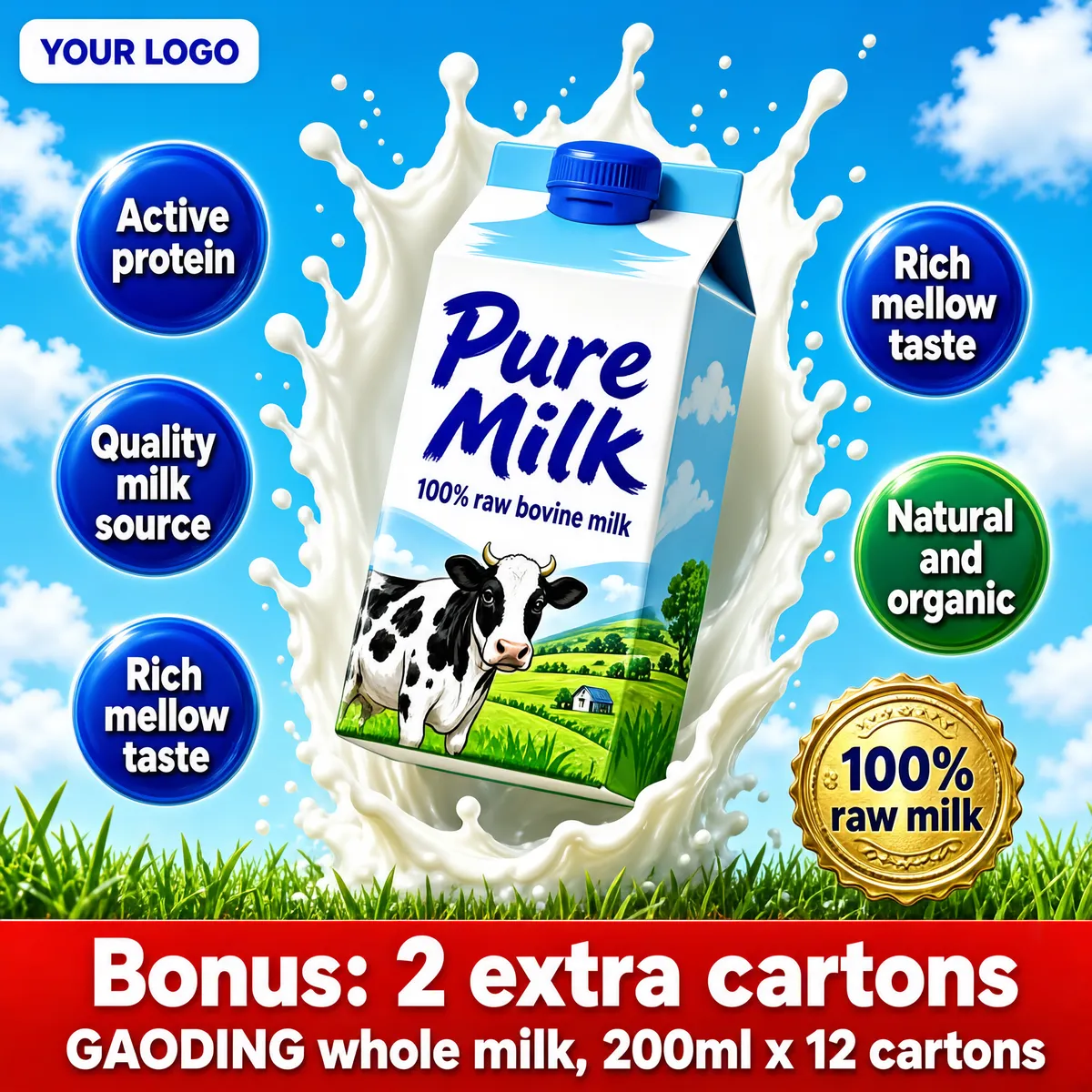 Pure Fresh Whole Milk Dynamic Splash Hero Shot